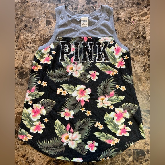 PINK Victoria's Secret Tops - PINK floral and black tank top‎